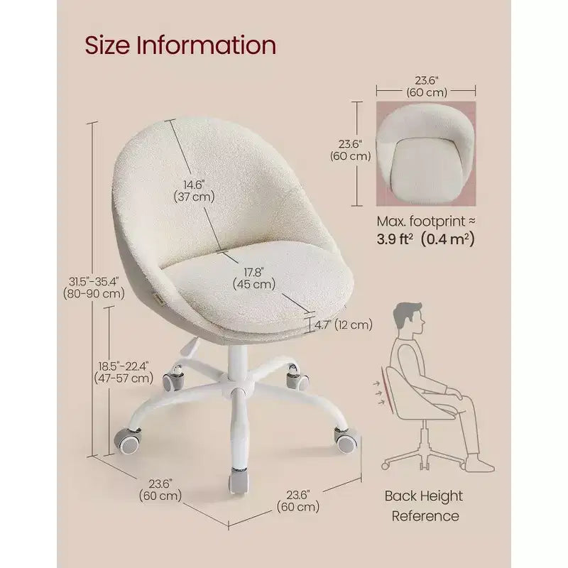 VASAGLE Chaise de Bureau, Chaise Coiffeuse, Chaise de Bureau, Tissu Coton-Lin, Rembourrage en Mousse, Hauteur Réglable, pour Bureau à Domicile, Étude, Chambre,