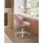VASAGLE Chaise de Bureau, Chaise Coiffeuse, Chaise de Bureau, Tissu Coton-Lin, Rembourrage en Mousse, Hauteur Réglable, pour Bureau à Domicile, Étude, Chambre,