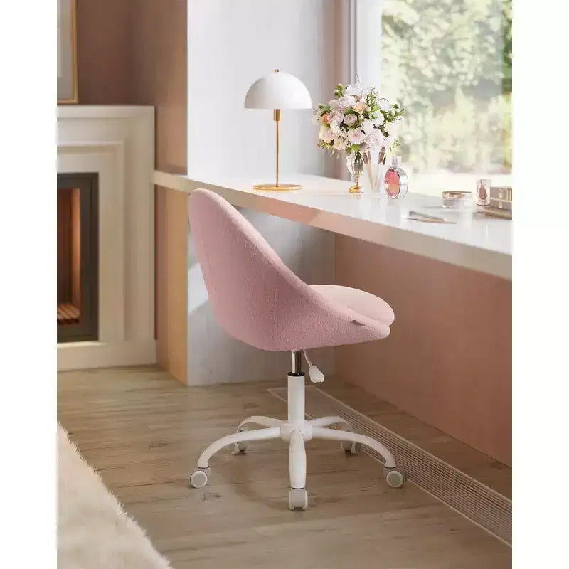 VASAGLE Chaise de Bureau, Chaise Coiffeuse, Chaise de Bureau, Tissu Coton-Lin, Rembourrage en Mousse, Hauteur Réglable, pour Bureau à Domicile, Étude, Chambre,