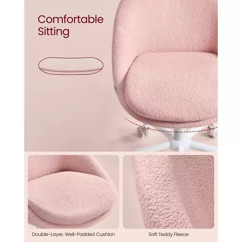 VASAGLE Chaise de Bureau, Chaise Coiffeuse, Chaise de Bureau, Tissu Coton-Lin, Rembourrage en Mousse, Hauteur Réglable, pour Bureau à Domicile, Étude, Chambre,