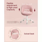 VASAGLE Chaise de Bureau, Chaise Coiffeuse, Chaise de Bureau, Tissu Coton-Lin, Rembourrage en Mousse, Hauteur Réglable, pour Bureau à Domicile, Étude, Chambre,