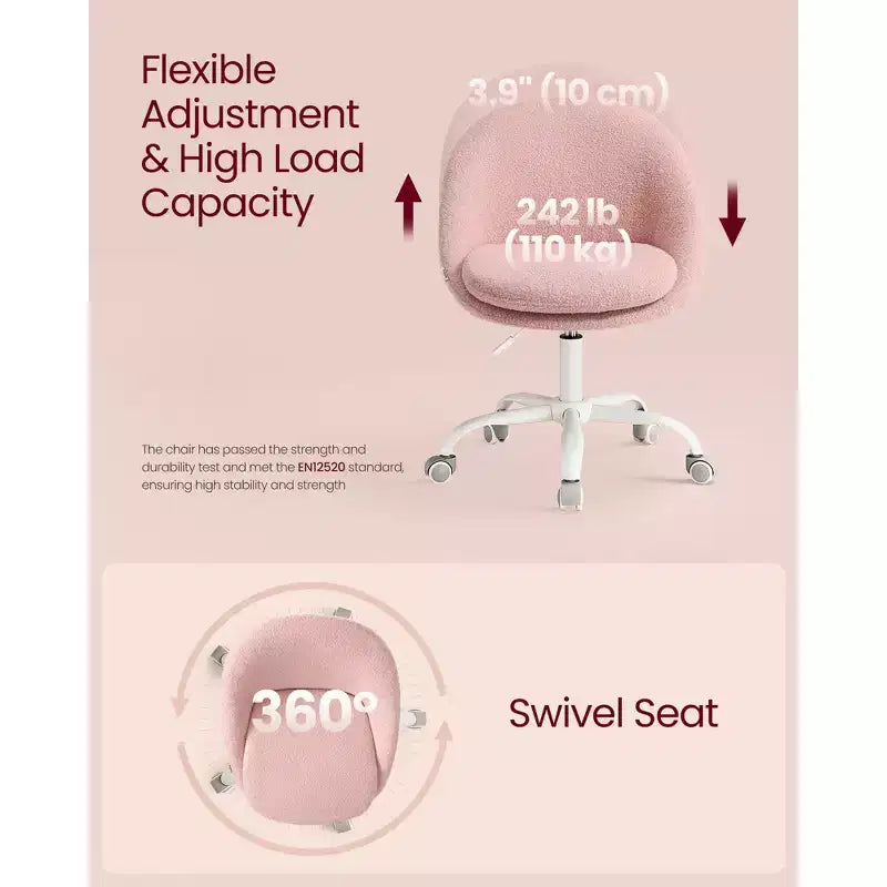 VASAGLE Chaise de Bureau, Chaise Coiffeuse, Chaise de Bureau, Tissu Coton-Lin, Rembourrage en Mousse, Hauteur Réglable, pour Bureau à Domicile, Étude, Chambre,