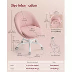 VASAGLE Chaise de Bureau, Chaise Coiffeuse, Chaise de Bureau, Tissu Coton-Lin, Rembourrage en Mousse, Hauteur Réglable, pour Bureau à Domicile, Étude, Chambre,