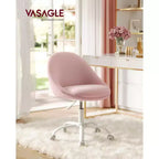 VASAGLE Office Chair, Vanity Chair, Desk Chair, Cotton-Linen Fabric, Foam Padding, Adjustable Height, for Home Office, Study, Bedroom,