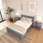 Cadre de lit double classique en bois massif Plank+Beam avec tête de lit pour adultes