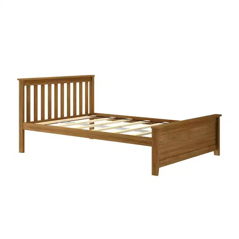 Cadre de lit double classique en bois massif Plank+Beam avec tête de lit pour adultes