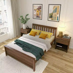 Cadre de lit double classique en bois massif Plank+Beam avec tête de lit pour adultes