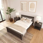 Cadre de lit double classique en bois massif Plank+Beam avec tête de lit pour adultes