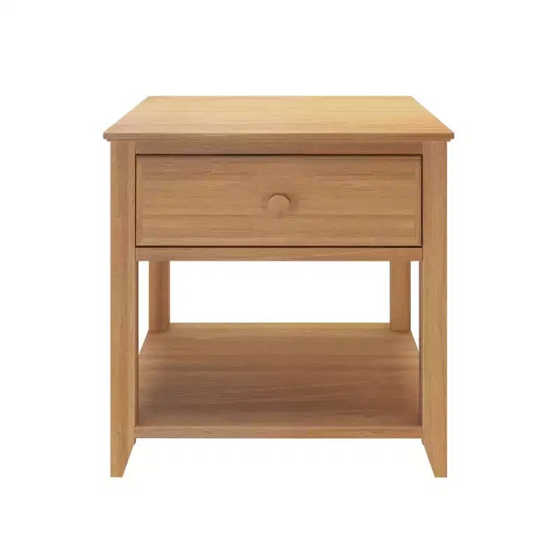 Table de chevet en bois massif Plank+Beam avec tiroir de rangement et étagère