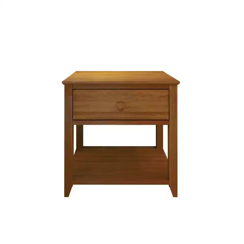 Table de chevet en bois massif Plank+Beam avec tiroir de rangement et étagère