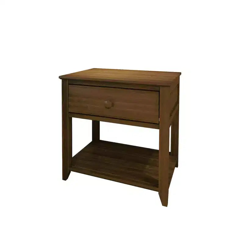 Table de chevet en bois massif Plank+Beam avec tiroir de rangement et étagère