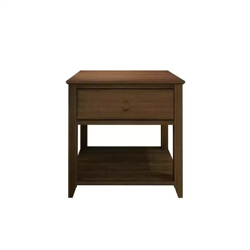 Table de chevet en bois massif Plank+Beam avec tiroir de rangement et étagère