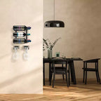 Sorbus Ensemble de porte-verres à pied mural en fil et bois gris – pour verres à vin, flûtes à champagne et verres à boire