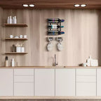 Sorbus Ensemble de porte-verres à pied mural en fil et bois gris – pour verres à vin, flûtes à champagne et verres à boire