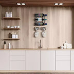 Sorbus Ensemble de porte-verres à pied mural en fil et bois gris – pour verres à vin, flûtes à champagne et verres à boire