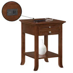 Table d'appoint Breighton Home American Heritage Logan à tiroir unique avec station de charge et tablette coulissante