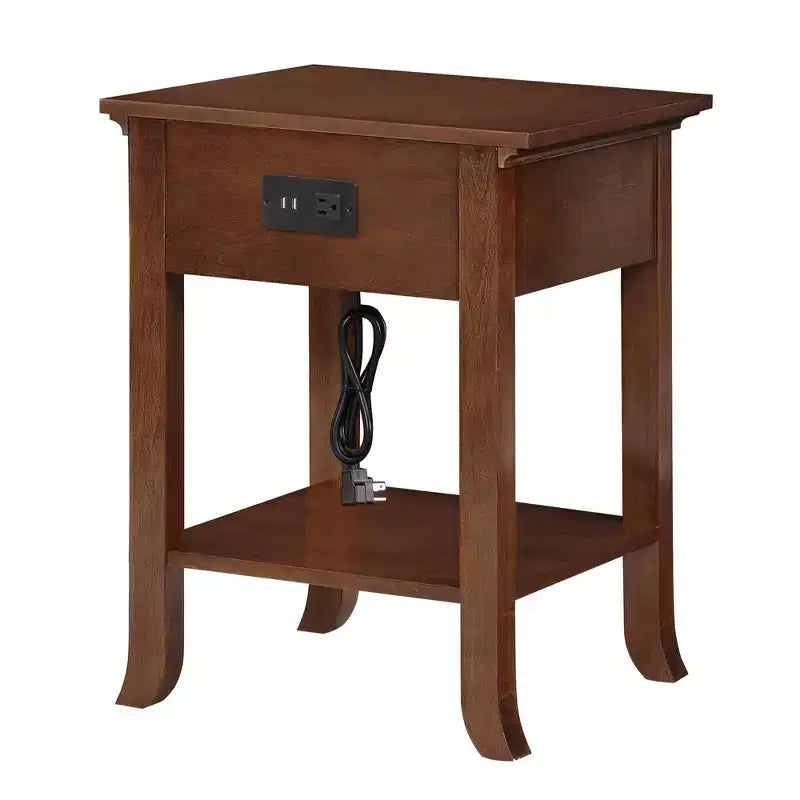 Table d'appoint Breighton Home American Heritage Logan à tiroir unique avec station de charge et tablette coulissante
