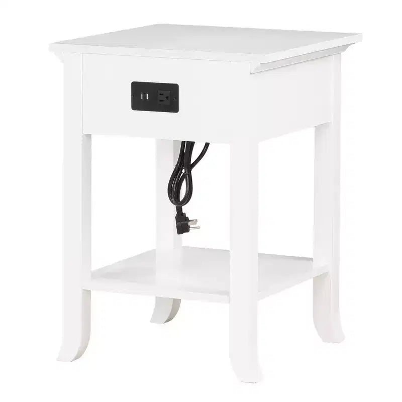 Table d'appoint Breighton Home American Heritage Logan à tiroir unique avec station de charge et tablette coulissante
