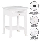 Table d'appoint Breighton Home American Heritage Logan à tiroir unique avec station de charge et tablette coulissante