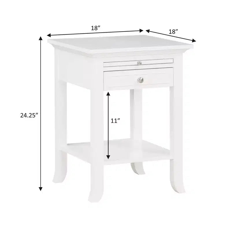 Table d'appoint Breighton Home American Heritage Logan à tiroir unique avec station de charge et tablette coulissante