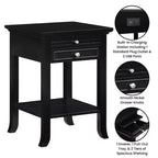 Table d'appoint Breighton Home American Heritage Logan à tiroir unique avec station de charge et tablette coulissante