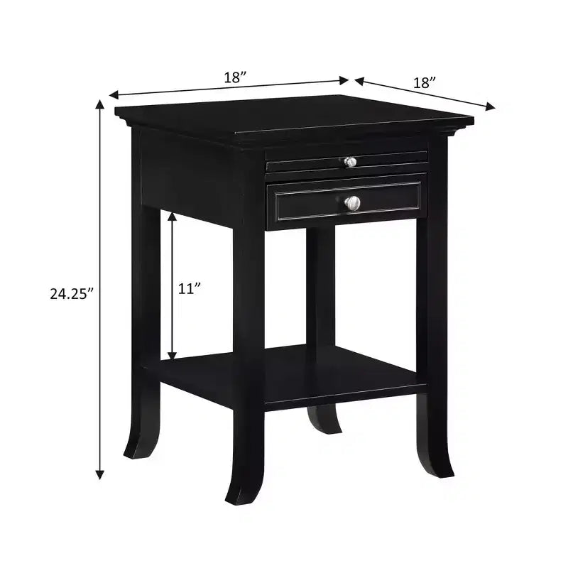 Table d'appoint Breighton Home American Heritage Logan à tiroir unique avec station de charge et tablette coulissante
