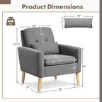 Costway Lot de 2 fauteuils d'appoint scandinaves en tissu de lin avec coussin lombaire