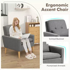 Costway Lot de 2 fauteuils d'appoint scandinaves en tissu de lin avec coussin lombaire