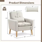 Costway Lot de 2 fauteuils d'appoint scandinaves en tissu de lin avec coussin lombaire