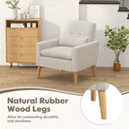 Costway Lot de 2 fauteuils d'appoint scandinaves en tissu de lin avec coussin lombaire