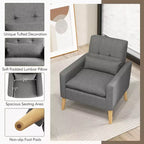 Costway Lot de 2 fauteuils d'appoint scandinaves en tissu de lin avec coussin lombaire