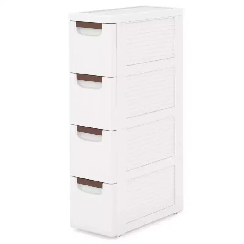 Costway Lot de 1 ou 2 meubles de rangement étroits à 4 tiroirs avec poignées et roulettes intégrées