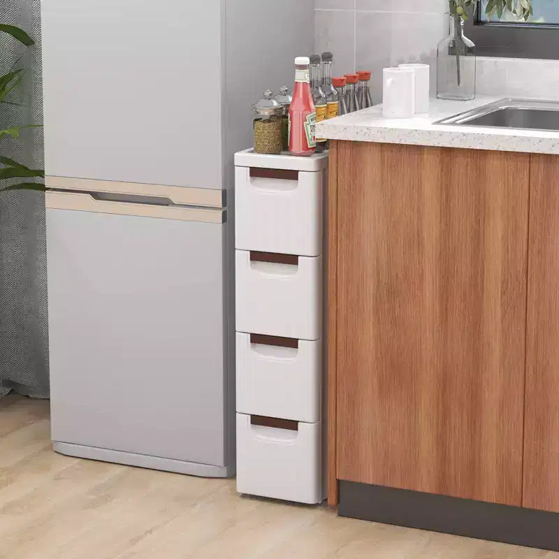 Costway Lot de 1 ou 2 meubles de rangement étroits à 4 tiroirs avec poignées et roulettes intégrées