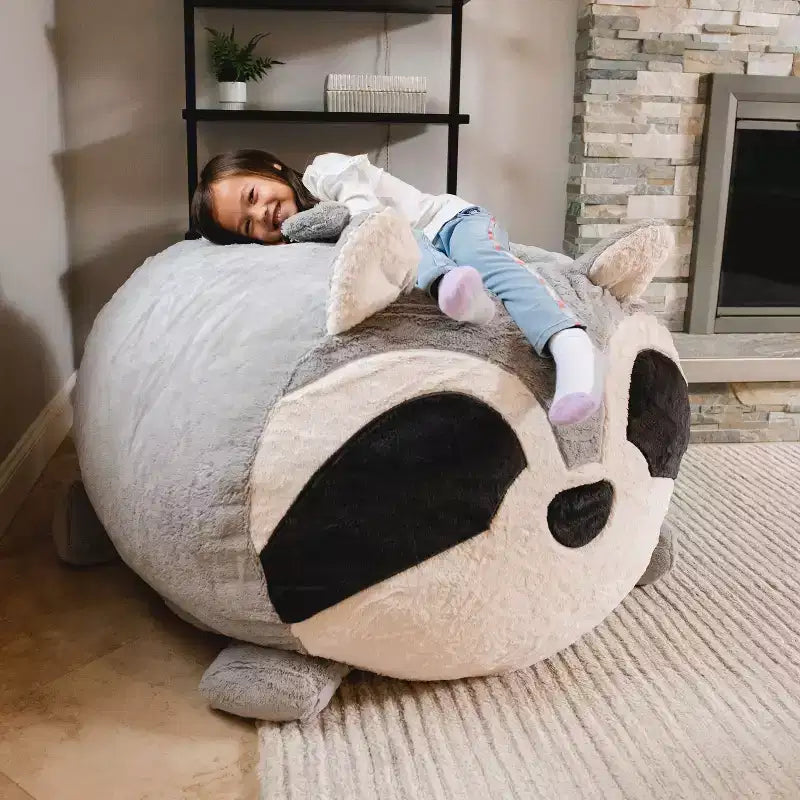Fauteuil pouf en mousse Big Joe Wild Things avec housse amovible, en fausse fourrure douce, pour enfants et adolescents