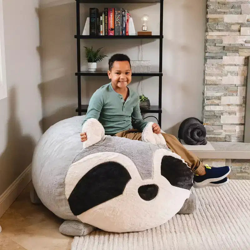 Fauteuil pouf en mousse Big Joe Wild Things avec housse amovible, en fausse fourrure douce, pour enfants et adolescents