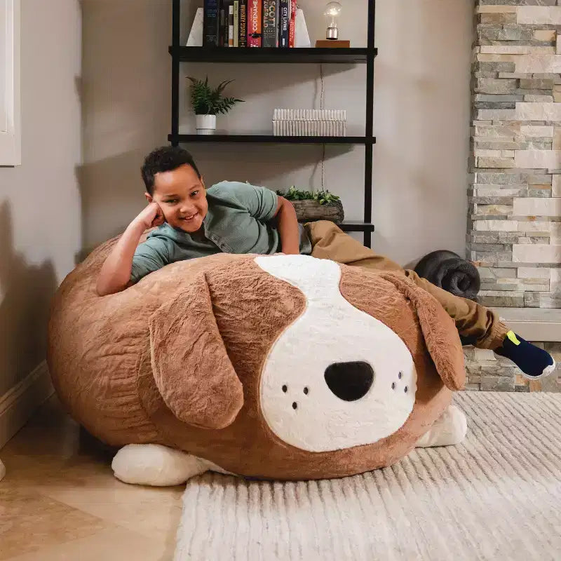 Fauteuil pouf en mousse Big Joe Wild Things avec housse amovible, en fausse fourrure douce, pour enfants et adolescents