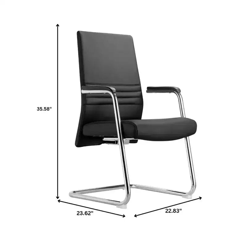 Chaise de bureau moderne Aleen de LeisureMod - Cuir rembourré avec base luge ergonomique en fer - Siège de bureau et de travail à domicile