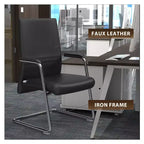 Chaise de bureau moderne Aleen de LeisureMod - Cuir rembourré avec base luge ergonomique en fer - Siège de bureau et de travail à domicile