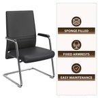 Chaise de bureau moderne Aleen de LeisureMod - Cuir rembourré avec base luge ergonomique en fer - Siège de bureau et de travail à domicile