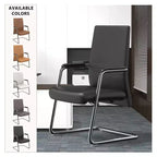 Chaise de bureau moderne Aleen de LeisureMod - Cuir rembourré avec base luge ergonomique en fer - Siège de bureau et de travail à domicile
