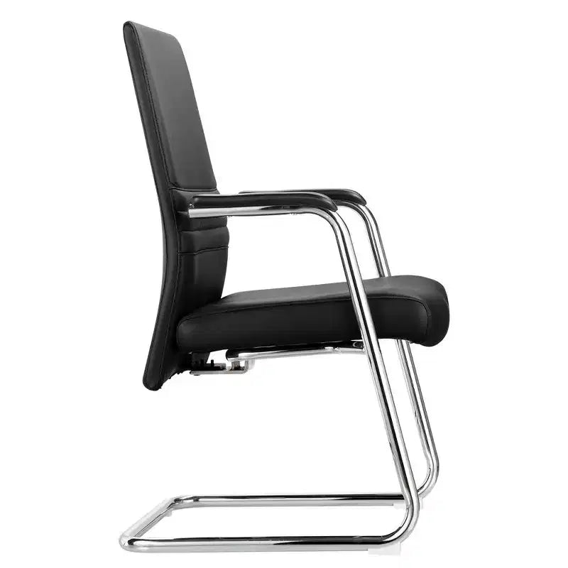 Chaise de bureau moderne Aleen de LeisureMod - Cuir rembourré avec base luge ergonomique en fer - Siège de bureau et de travail à domicile