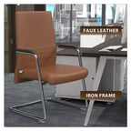 Chaise de bureau moderne Aleen de LeisureMod - Cuir rembourré avec base luge ergonomique en fer - Siège de bureau et de travail à domicile