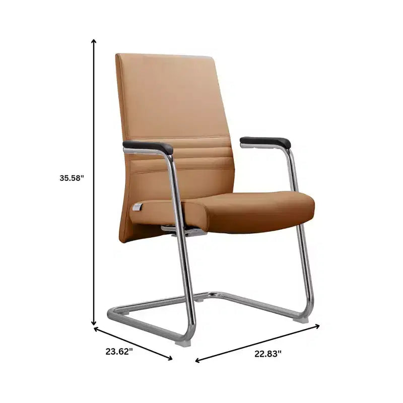 Chaise de bureau moderne Aleen de LeisureMod - Cuir rembourré avec base luge ergonomique en fer - Siège de bureau et de travail à domicile