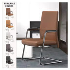 Chaise de bureau moderne Aleen de LeisureMod - Cuir rembourré avec base luge ergonomique en fer - Siège de bureau et de travail à domicile