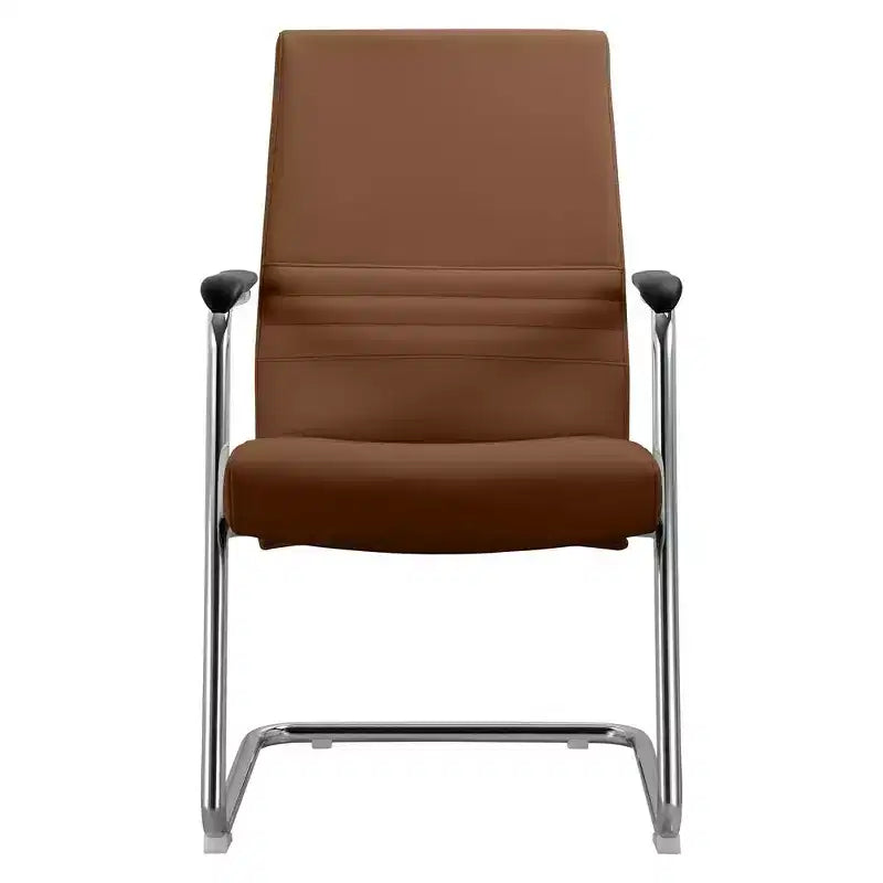 Chaise de bureau moderne Aleen de LeisureMod - Cuir rembourré avec base luge ergonomique en fer - Siège de bureau et de travail à domicile