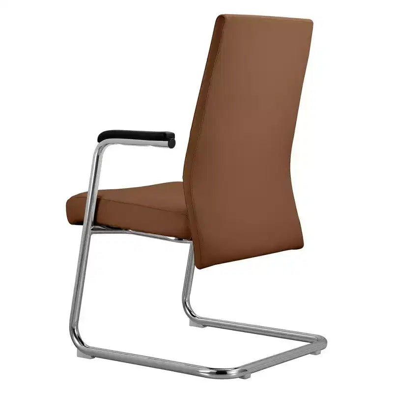 Chaise de bureau moderne Aleen de LeisureMod - Cuir rembourré avec base luge ergonomique en fer - Siège de bureau et de travail à domicile