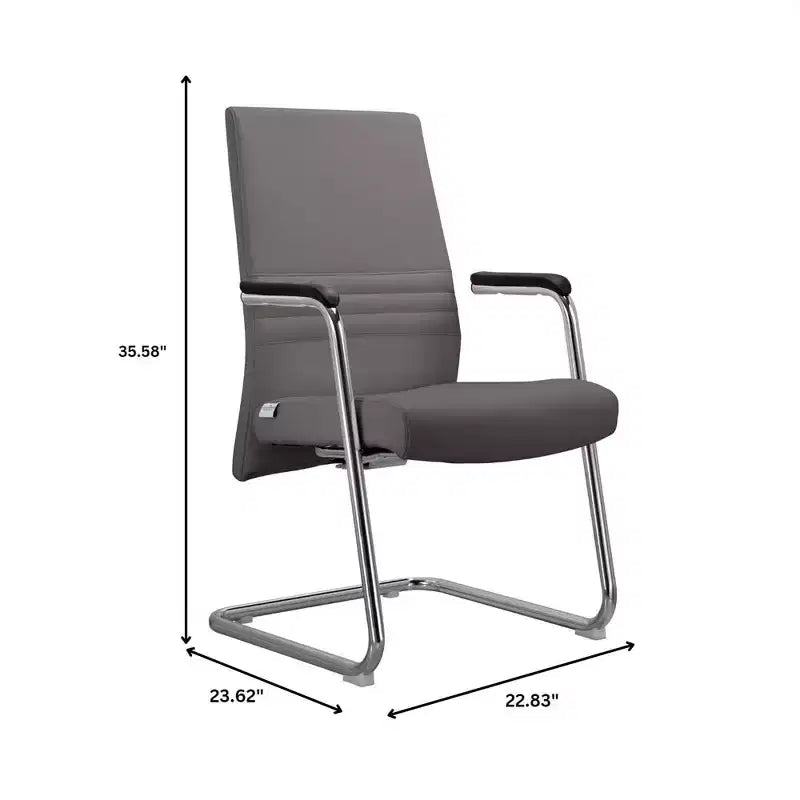 Chaise de bureau moderne Aleen de LeisureMod - Cuir rembourré avec base luge ergonomique en fer - Siège de bureau et de travail à domicile