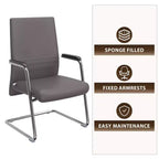 Chaise de bureau moderne Aleen de LeisureMod - Cuir rembourré avec base luge ergonomique en fer - Siège de bureau et de travail à domicile