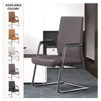 Chaise de bureau moderne Aleen de LeisureMod - Cuir rembourré avec base luge ergonomique en fer - Siège de bureau et de travail à domicile