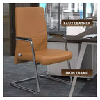 Chaise de bureau moderne Aleen de LeisureMod - Cuir rembourré avec base luge ergonomique en fer - Siège de bureau et de travail à domicile
